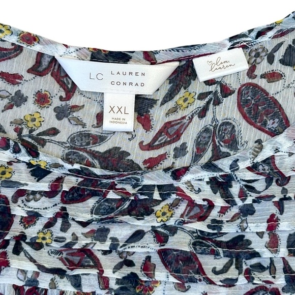 LC Lauren Conrad Breezy Multicolor Floral Blouse XXL - Picture 4 of 6
